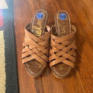 Sam Edelman Women's Devon Wedge Sandal (Saddle Leather) Size 6 and 1/2 (New)